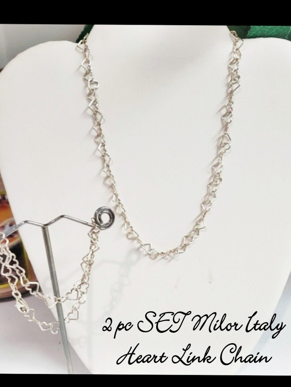 2pc ITALY 925 HEART LINK NECKLACE & BRACELET SET milor